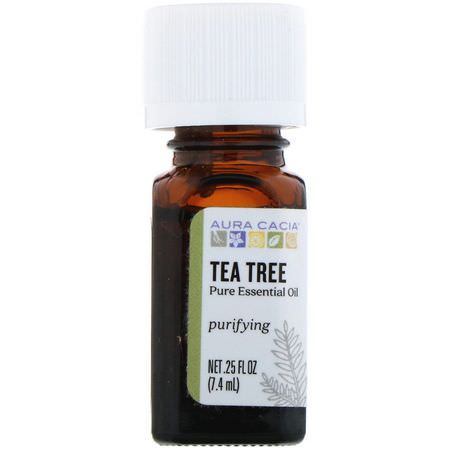 Aura Cacia Tea Tree Oil - زيت شجرة الشاي, تطهير, تنقية, زي,ت أساسية