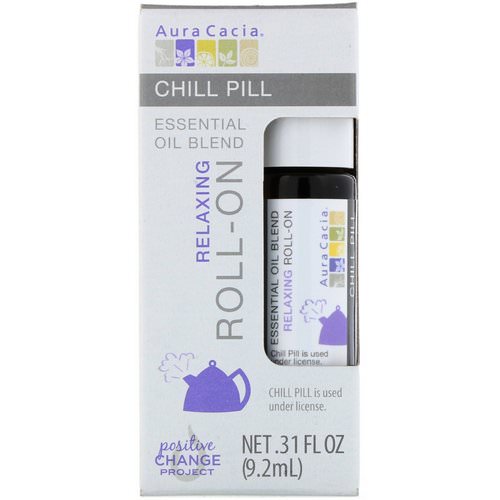 Aura Cacia, Essential Oil Blend, Relaxing Roll-On, Chill Pill, .31 fl oz (9.2 ml) فوائد