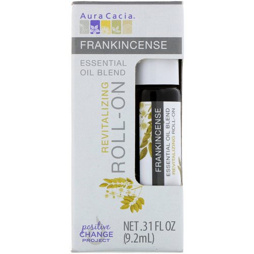 Aura Cacia, Essential Oil Blend, Revitalizing Roll-On, Frankincense, .31 fl oz (9.2 ml) فوائد