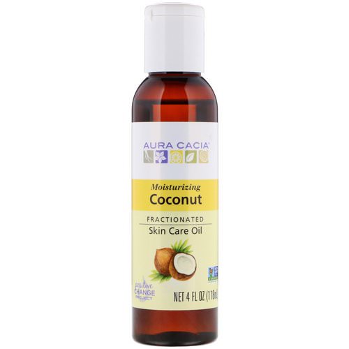 Aura Cacia, Fractionated Skin Care Oil, Moisturizing Coconut, 4 fl oz (118 ml) فوائد