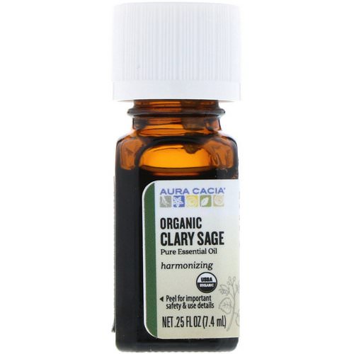 Aura Cacia, Organic Clary Sage, .25 fl oz (7.4 ml) فوائد