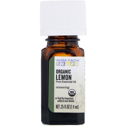 Aura Cacia, Organic Lemon, .25 fl oz (7.4 ml) فوائد