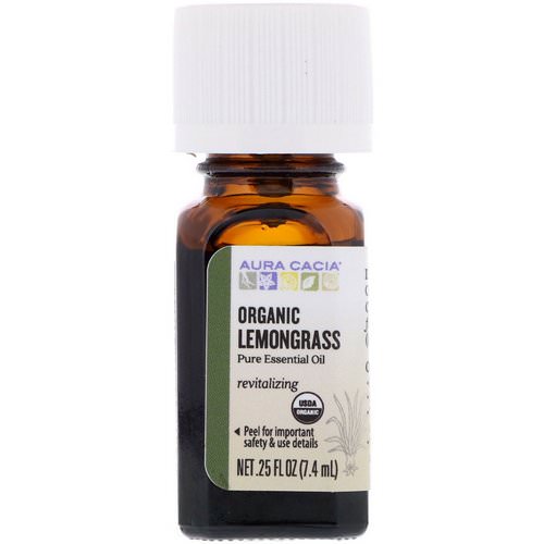 Aura Cacia, Organic, Lemongrass, 0.25 fl oz (7.4 ml) فوائد