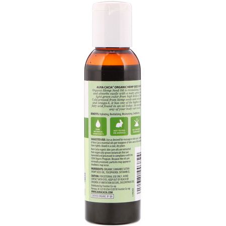 Aura Cacia, Organic, Skin Care Oil, Hemp Seed, 4 fl oz (118 ml):زي,ت التدليك, الجسم