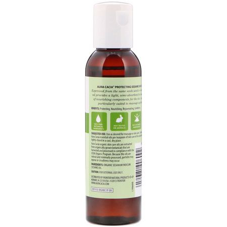 Aura Cacia, Organic Skin Care Oil, Protecting Sesame, 4 fl oz (118 ml):زي,ت الناقل, الزي,ت العطرية