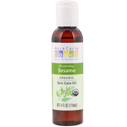 Aura Cacia, Organic Skin Care Oil, Protecting Sesame, 4 fl oz (118 ml) فوائد