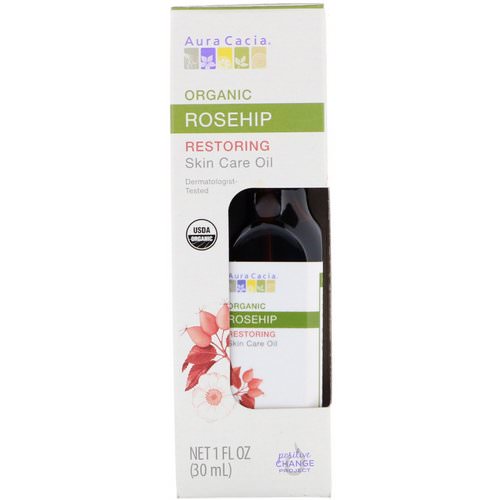 Aura Cacia, Organic Skin Care Oil, Restoring, Rosehip, 1 fl oz (30 ml) فوائد