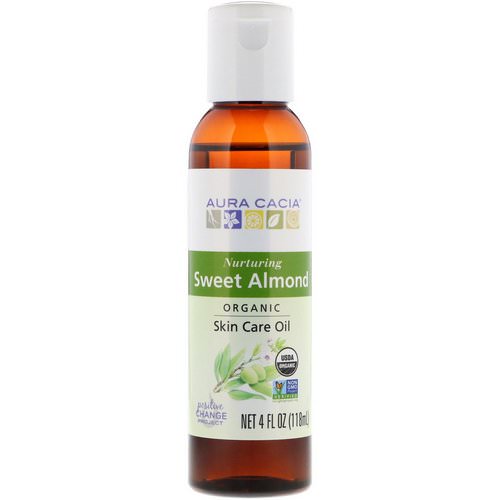 Aura Cacia, Organics, Skin Care Oil, Nurturing Sweet Almond, 4 fl oz (118 ml) فوائد