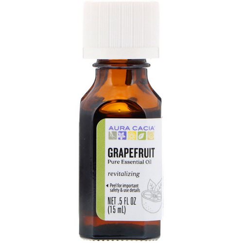 Aura Cacia, Pure Essential Oil, Grapefruit, .5 fl oz (15 ml) فوائد