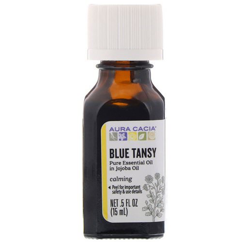 Aura Cacia, Pure Essential Oil In Jojoba Oil, Blue Tansy, .5 fl oz (15 ml) فوائد