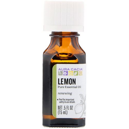 Aura Cacia, Pure Essential Oil, Lemon, .5 fl oz (15 ml) فوائد