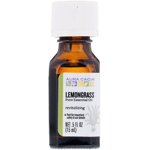 Aura Cacia, Pure Essential Oil, Lemongrass, .5 fl oz (15 ml) فوائد
