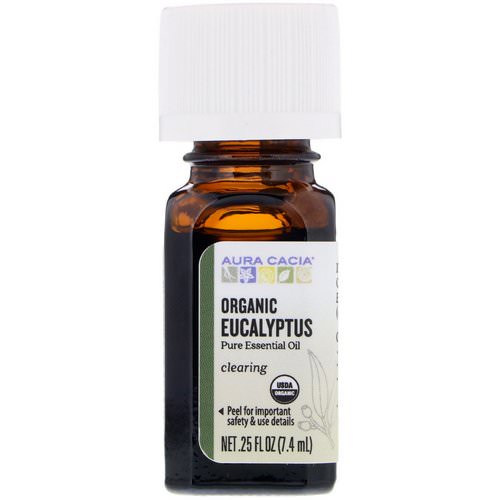 Aura Cacia, Pure Essential Oil, Organic Eucalyptus, 0.25 fl oz (7.4 ml) فوائد