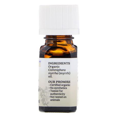 Aura Cacia, Pure Essential Oil, Organic Myrrh, .25 fl oz (7.4 ml):زيت المر, الت,ازن