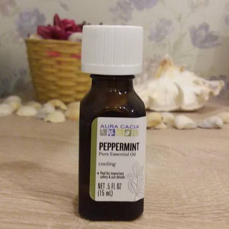 Aura Cacia Peppermint Oil - زيت النعناع, رفع, تنشيط, الزي,ت الأساسية
