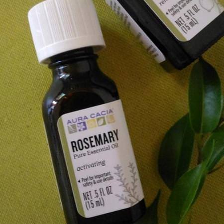 Aura Cacia Rosemary Oil - زيت إكليل الجبل, تطهير, تنقية, زي,ت أساسية