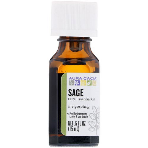 Aura Cacia, Pure Essential Oil, Sage, .5 fl oz (15 ml) فوائد