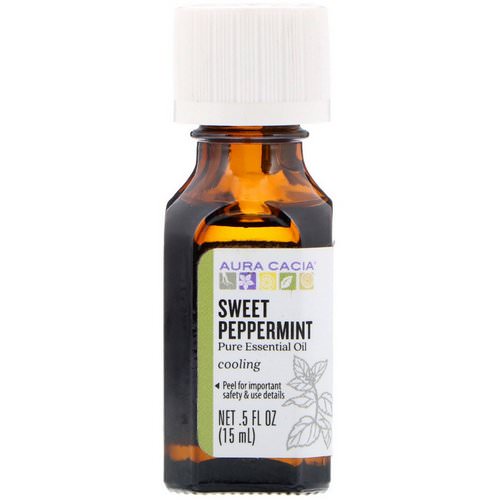 Aura Cacia, Pure Essential Oil, Sweet Peppermint, .5 fl oz (15 ml) فوائد