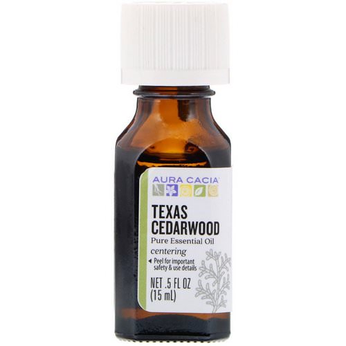 Aura Cacia, Pure Essential Oil, Texas Cedarwood, .5 fl oz (15 ml) فوائد