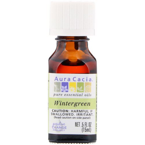 Aura Cacia, Pure Essential Oil, Wintergreen, .5 fl oz (15 ml) فوائد