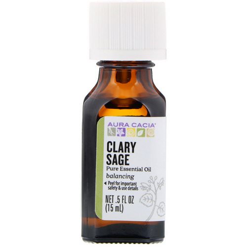 Aura Cacia, Pure Essential Oils, Clary Sage, .5 fl oz (15 ml) فوائد
