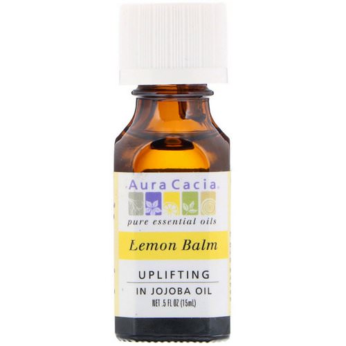 Aura Cacia, Pure Essential Oils, Lemon Balm, Uplifting, .5 fl oz (15 ml) فوائد