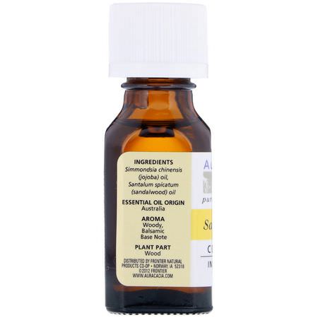 Aura Cacia, Pure Essential Oils, Sandalwood, .5 fl oz (15 ml):زيت الت,ازن, زيت خشب الصندل