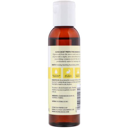 Aura Cacia, Pure Essential Oils, Skin Care Oil, Protecting Sesame, 4 fl oz (118 ml):زي,ت الناقل, الزي,ت العطرية