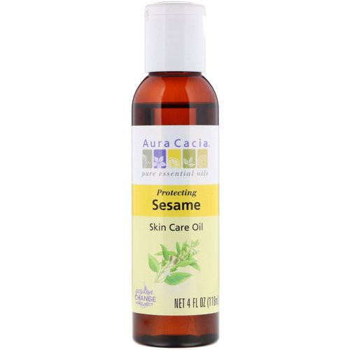 Aura Cacia, Pure Essential Oils, Skin Care Oil, Protecting Sesame, 4 fl oz (118 ml) فوائد