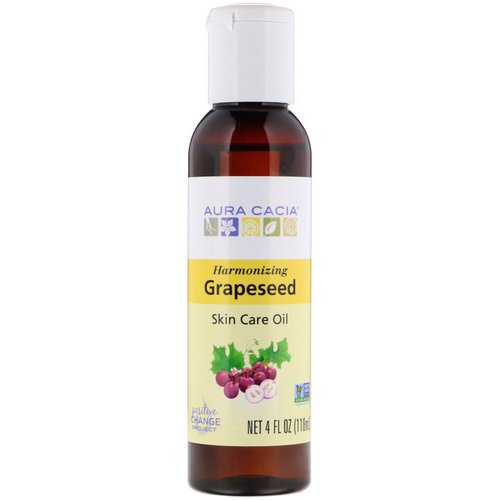 Aura Cacia, Skin Care Oil, Harmonizing Grapeseed, 4 fl oz (118 ml) فوائد