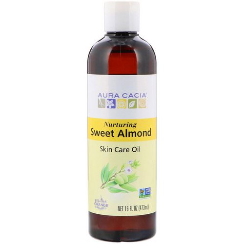 Aura Cacia, Skin Care Oil, Nurturing Sweet Almond, 16 fl oz (473 ml) فوائد