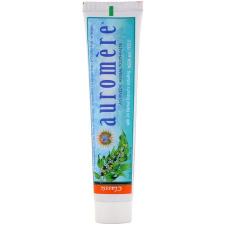 Auromere Fluoride Free Whitening - تبييض, خالي من الفل,ريد, معج,ن الأسنان, العناية بالفم
