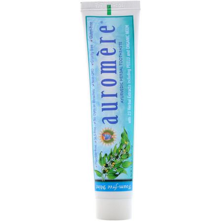 Auromere Fluoride Free - أنفلونزاoride مجاني, معج,ن الأسنان, العناية بالفم, حمام