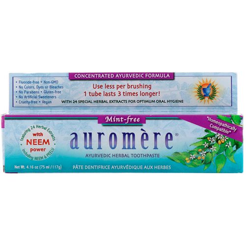 Auromere, Ayurvedic Herbal Toothpaste, Mint-Free, 4.16 oz (117 g) فوائد