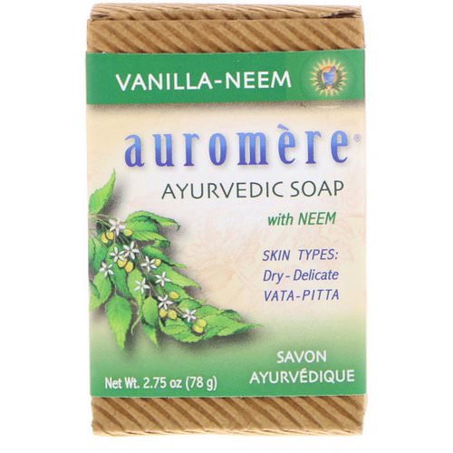 Auromere, Ayurvedic Soap, with Neem, Vanilla-Neem, 2.75 oz (78 g) فوائد