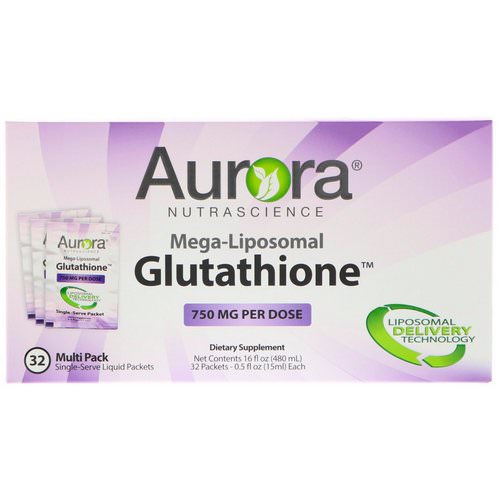 Aurora Nutrascience, Mega-Liposomal Glutathione, 750 mg, 32 Single-Serve Liquid Packets, 0.5 fl oz (15 ml) Each فوائد