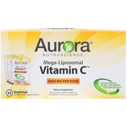 Aurora Nutrascience, Mega-Liposomal Vitamin C, 3000 mg, 32 Single-Serve Liquid Packets, 0.5 fl oz (15 ml) Each فوائد