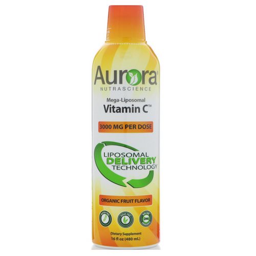 Aurora Nutrascience, Mega-Liposomal Vitamin C, Organic Fruit Flavor, 3000 mg, 16 fl oz (480 ml) فوائد