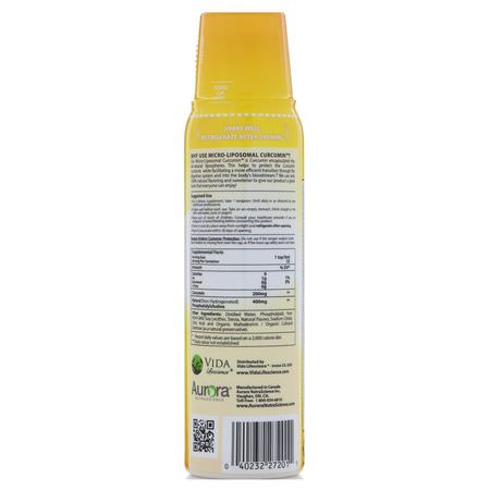 Aurora Nutrascience, Micro-Liposomal Curcumin, All-Natural Fruit Flavor, 200 mg, 5.4 fl oz (160 ml):الكركمين, الكركم