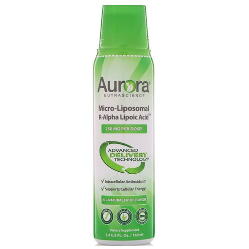 Aurora Nutrascience, Micro-Liposomal R-Alpha Lipoic Acid, All-Natural Fruit Flavor, 250 mg, 5.4 fl oz (160 ml) فوائد