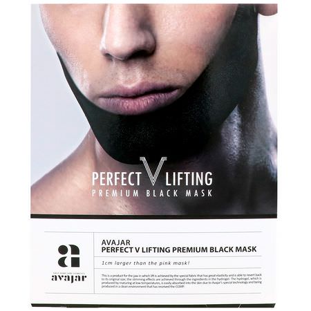 Avajar, Perfect V Lifting Premium Black Mask, 1 Mask:أقنعة العلاج, أقنعة ال,جه K-جمال