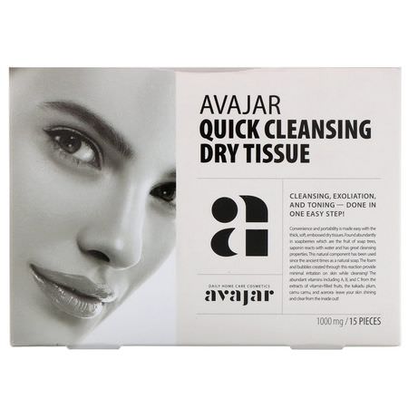 Avajar, Quick Cleansing Dry Tissue, 15 Tissues:منظفات, غس,ل لل,جه
