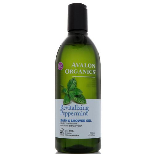 Avalon Organics, Bath & Shower Gel, Revitalizing Peppermint, 12 fl oz (355 ml) فوائد