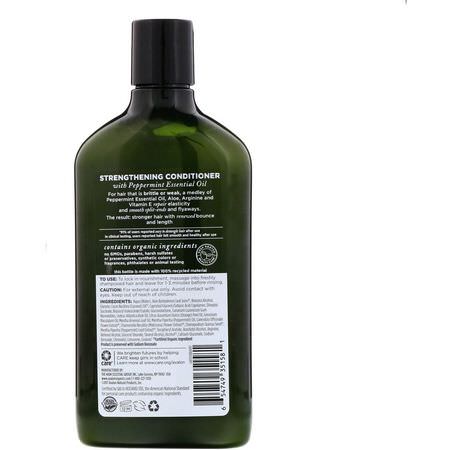 Avalon Organics, Conditioner, Strengthening Peppermint, 11 fl oz (312 ml):بلسم, العناية بالشعر