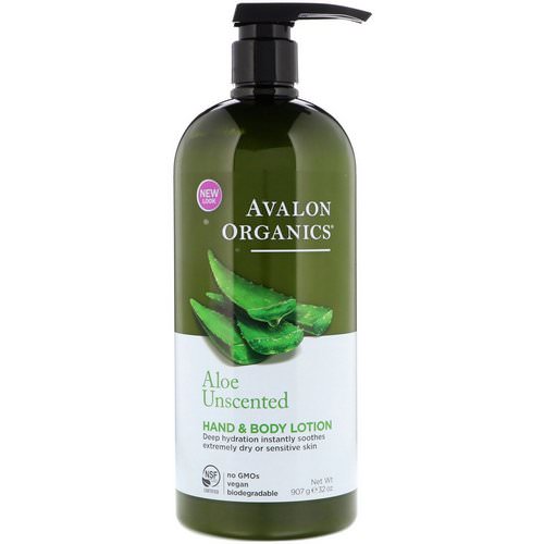 Avalon Organics, Hand & Body Lotion, Aloe Unscented, 32 oz (907 g) فوائد