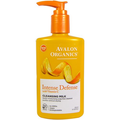 Avalon Organics, Intense Defense, With Vitamin C, Cleansing Milk, 8.5 fl oz (251 ml) فوائد