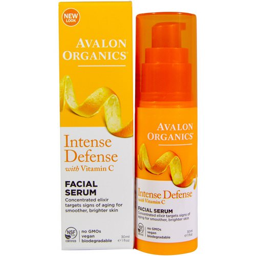 Avalon Organics, Intense Defense, With Vitamin C, Facial Serum, 1 fl oz (30 ml) فوائد