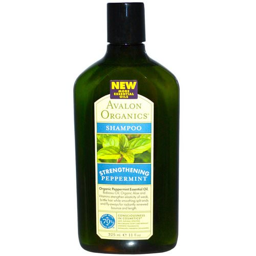 Avalon Organics, Shampoo, Strengthening, Peppermint, 11 fl oz (325 ml) فوائد