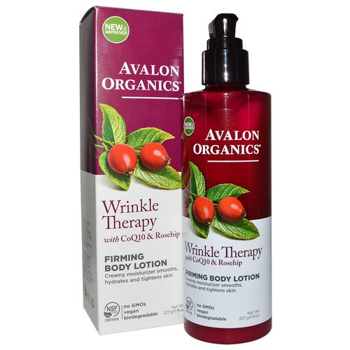Avalon Organics, Wrinkle Therapy, With CoQ10 & Rosehip, Firming Body Lotion, 8 oz (227 g) فوائد