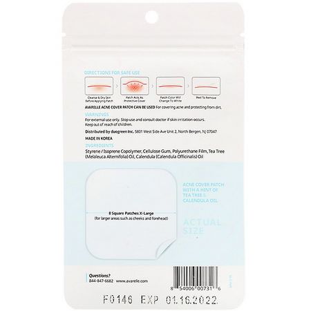 Avarelle, Acne Cover Patch, 8 Extra Large Patches:أقنعة العيب, حب الشباب